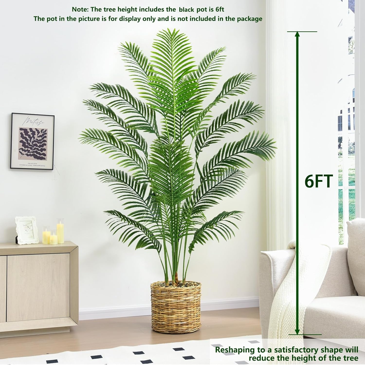 Künstliche Gefälschte Palme 180CM Tropische Bäume Im Topf Mit 18 Stämmen Und Echter Rinde Design Areca Boden Pflanze Gefälschte Palme Pflanze Für Indoor Outdoor Home Decor