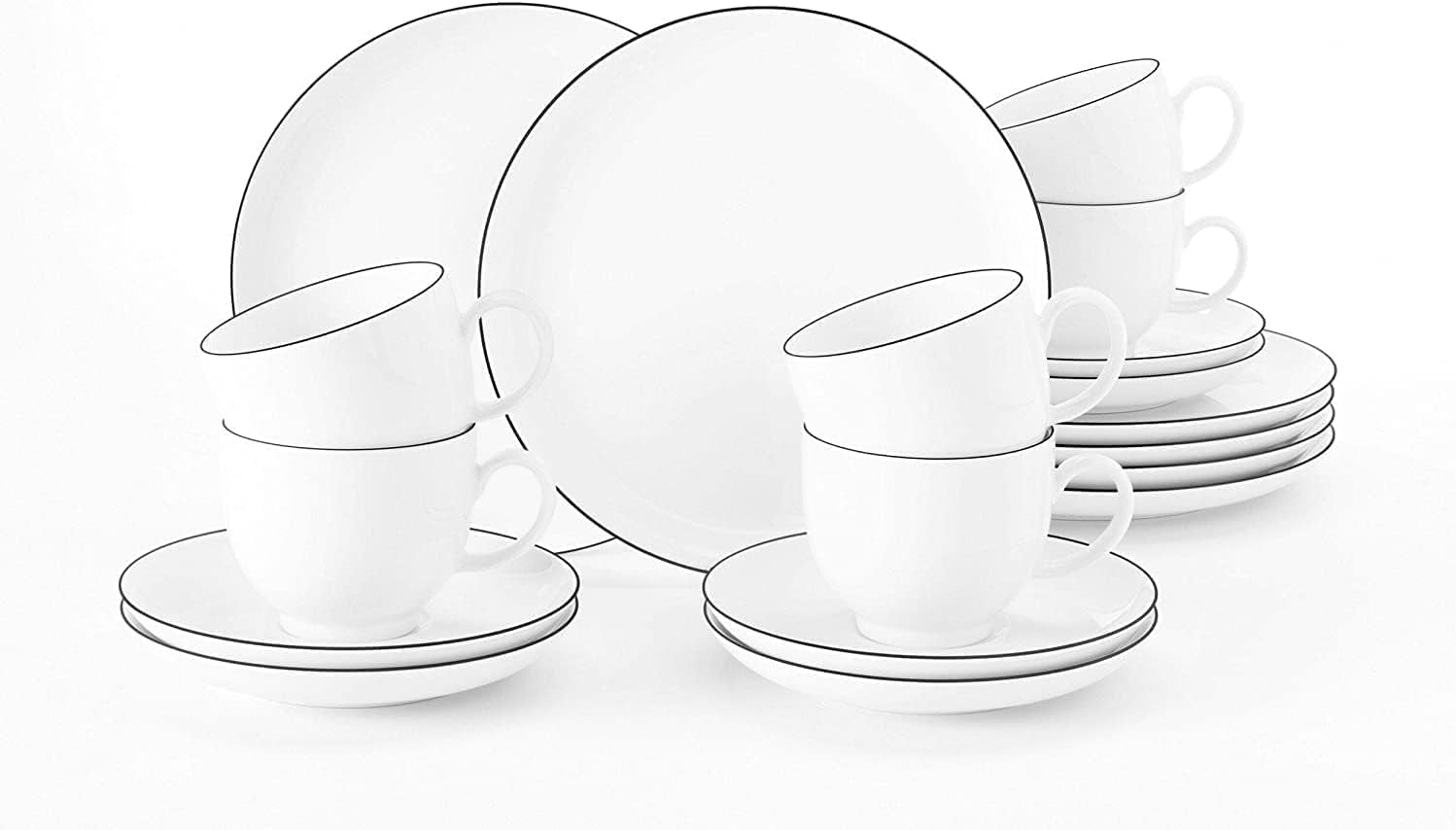 Seltmann Weiden - Lido Black Line - set de veselă 36 piese - porțelan (inclusiv 6 căni de cafea)