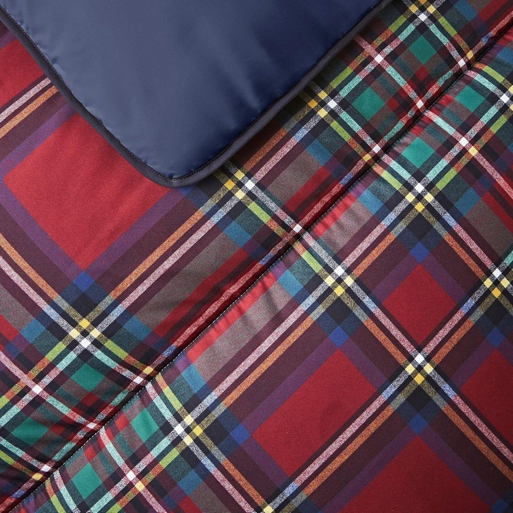 Set plapumă și față de pernă Night Lark, 10,5 tog, pat single, tartan roșu clasic, lenjerie de pat de lux, hipoalergenică, lavabilă la mașină Plapumi si pilote Naty Shop