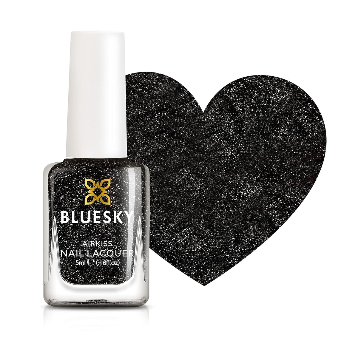 Oja pentru unghii Bluesky Kids - Rockstar, Sclipici negru, Ușor de îndepărtat, Non-toxică, Pe bază de apă, Inodoră - Oja gratuită pentru copii, 5 ml, Pachet de 1
