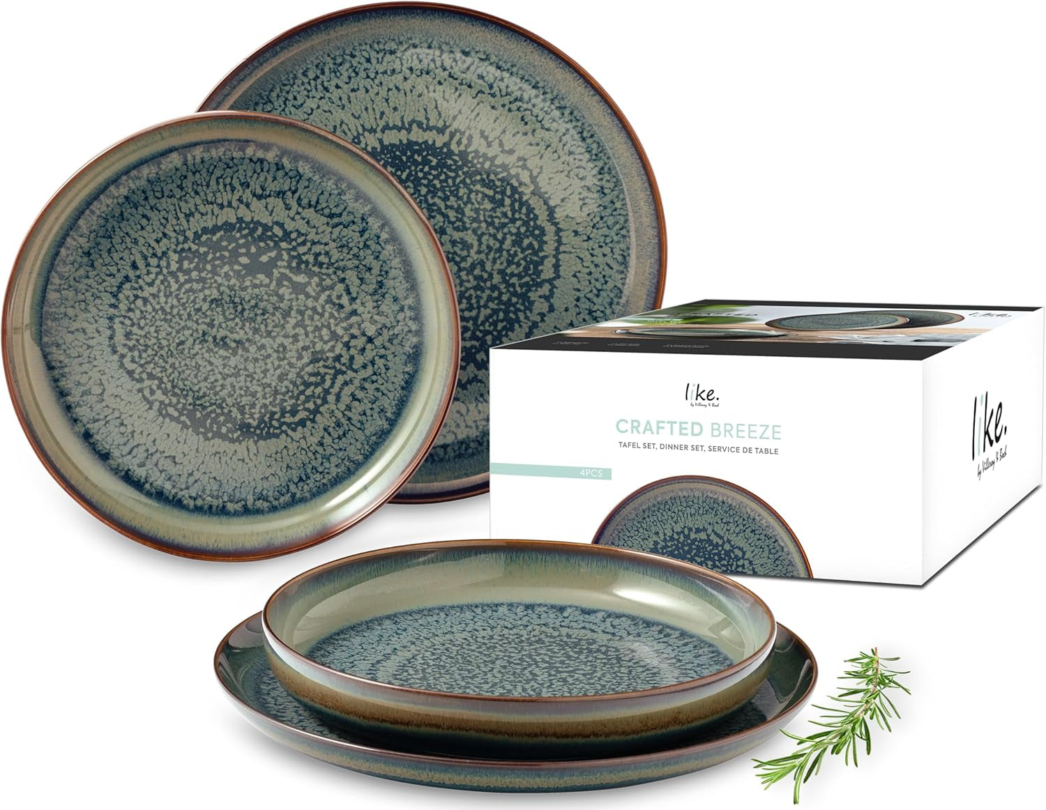 Set de veselă Crafted Breeze de la Villeroy & Boch, 4 piese, pentru 2 persoane, verde