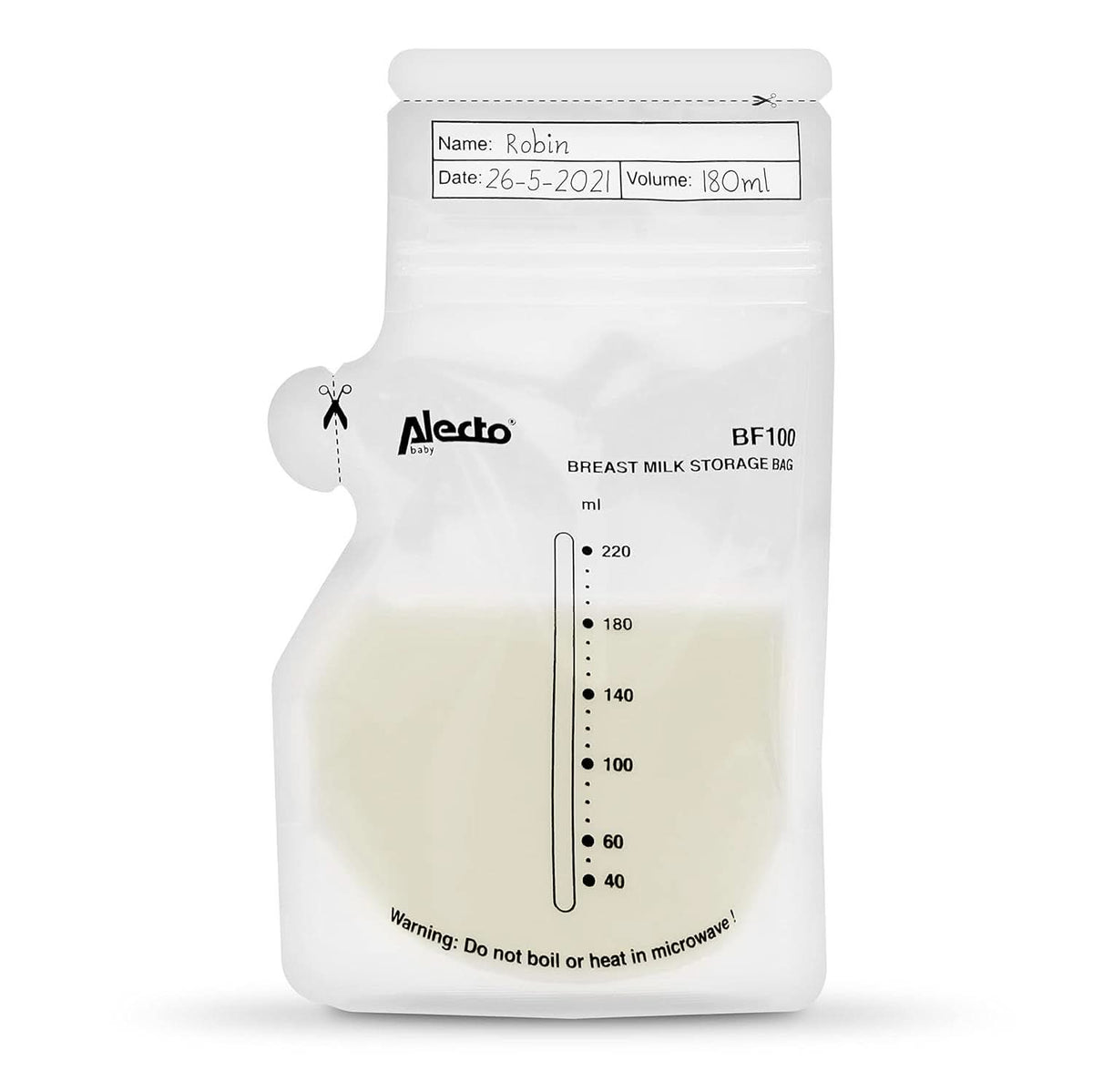 BF100 Pungă de depozitare pentru lapte matern - Pungă pentru lapte matern - capacitate 220 Ml - 100 bucăți - Transparent Accesorii Hrana si Alaptare Bebe Naty Shop