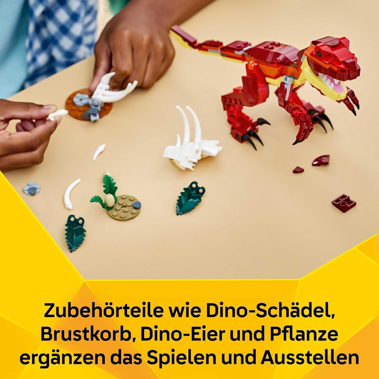 LEGO Creator 3in1 Fierce Dinosaur Toy - Build Velociraptor, Stegosaurus or Pterosaur Dino Figures w/Skeleton & Sharp Teeth Elements - Cool Birthday Gift Idea for 8+ Year Old Boys & Girls - 31379