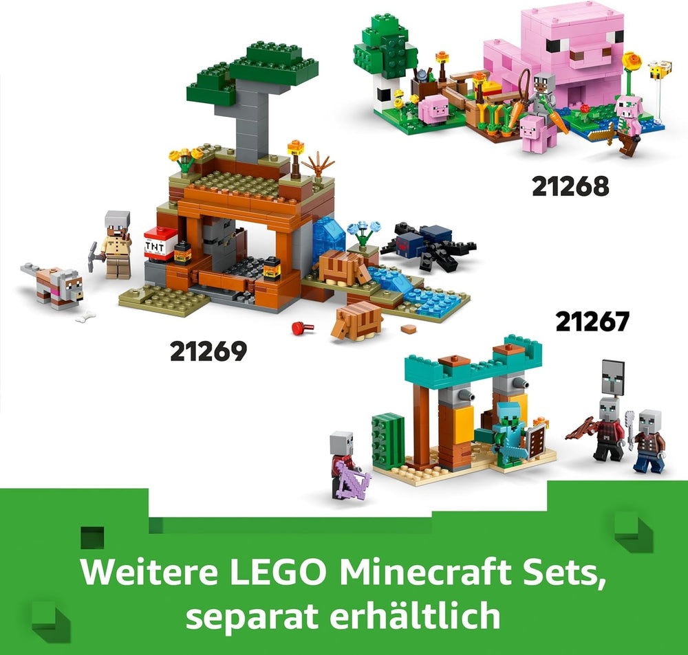LEGO Minecraft Das Pilzkuh-Haus - Gaming Spielzeug mit Steve Figur, Mobs, einem Arbeitstisch und Einer Farm - Interaktives Spielset - Gaming Geschenk für Mädchen und Jungen ab 8 Jahren 21270