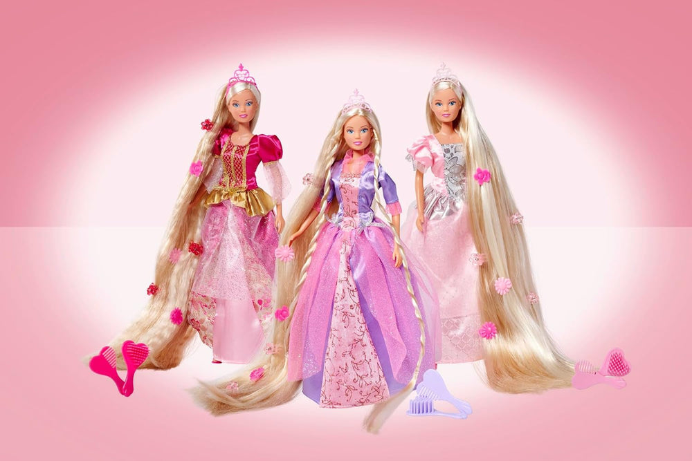 Simba 105738831 - Steffi Love Rapunzel, Steffi ca prințesă de basm, cu păr foarte lung, cu agrafe de păr, perie și pieptene, păpușă de modă, 29 cm, pentru copii cu vârsta de 3 ani și peste