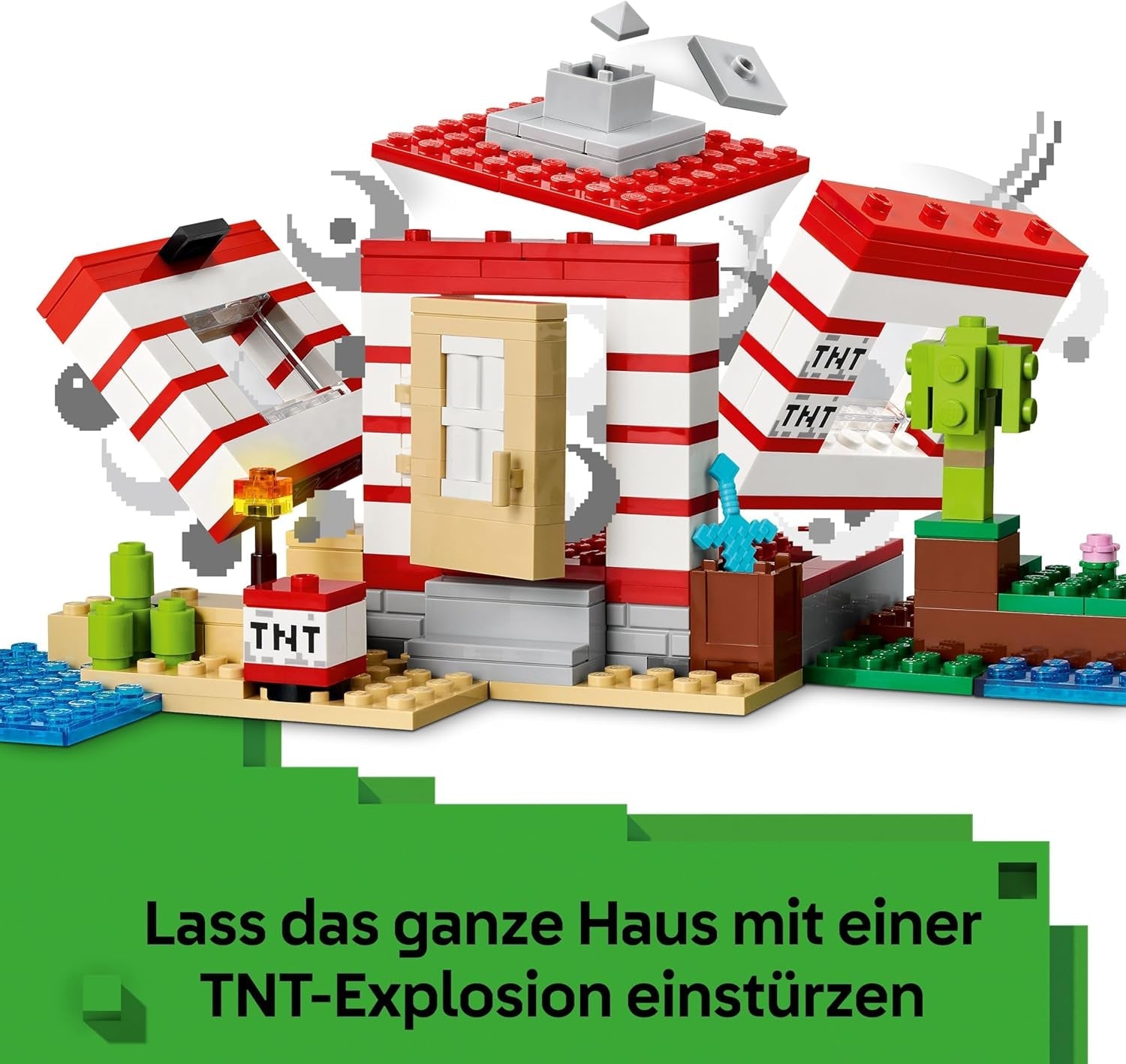LEGO Minecraft Das TNT-Dschungelhaus - Gamer Spielzeug für Kinder - Interaktives Spielset mit Boot, Steve-, Creeper- und Zombie Minifiguren - Gaming Geschenk für Mädchen & Jungen ab 8 Jahren - 21275