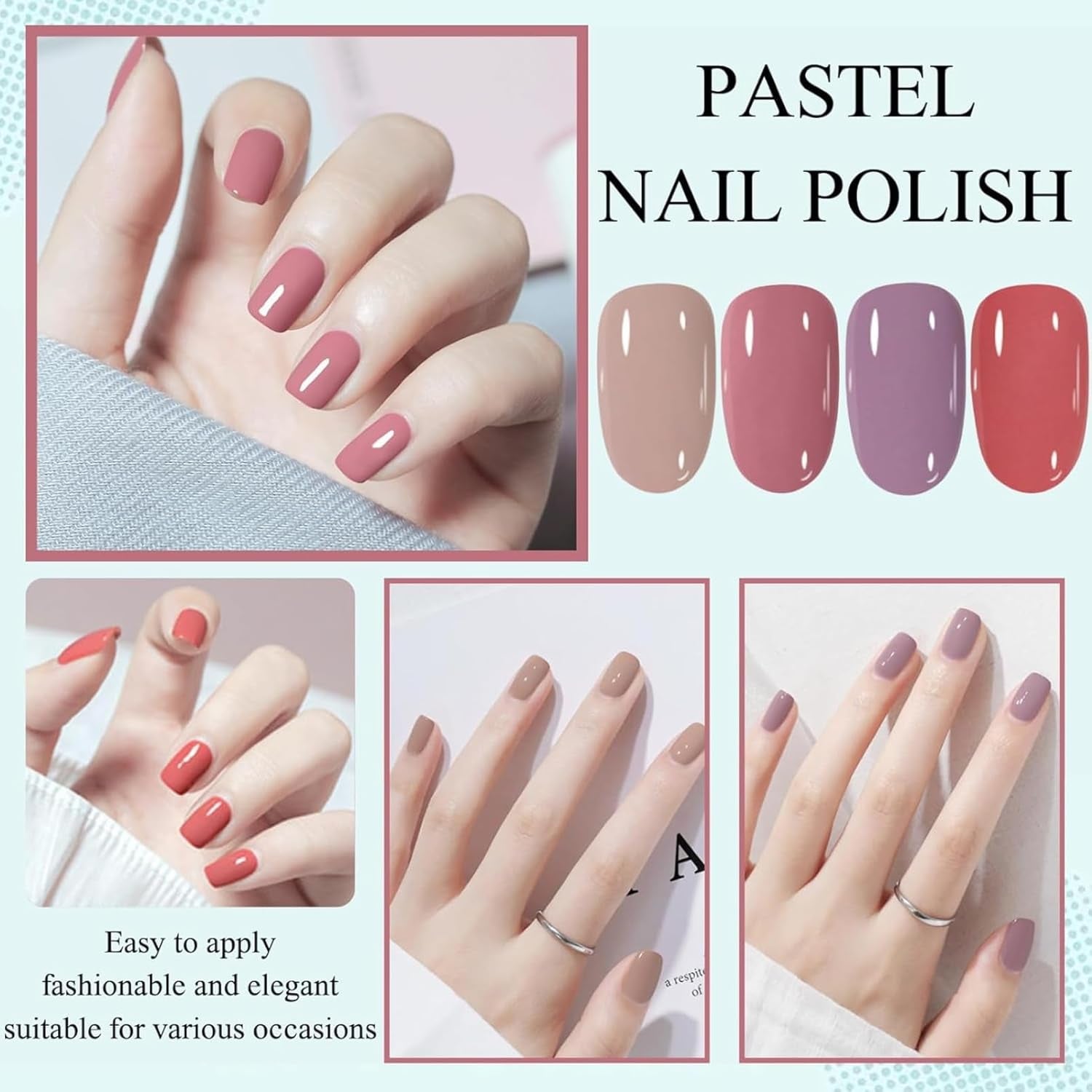 Set de ojă cu 4 piese - Oja pe bază de apă cu uscare rapidă și durabilă - Oja pentru design unghii DIY (set de 4 piese, stil nud, normal)