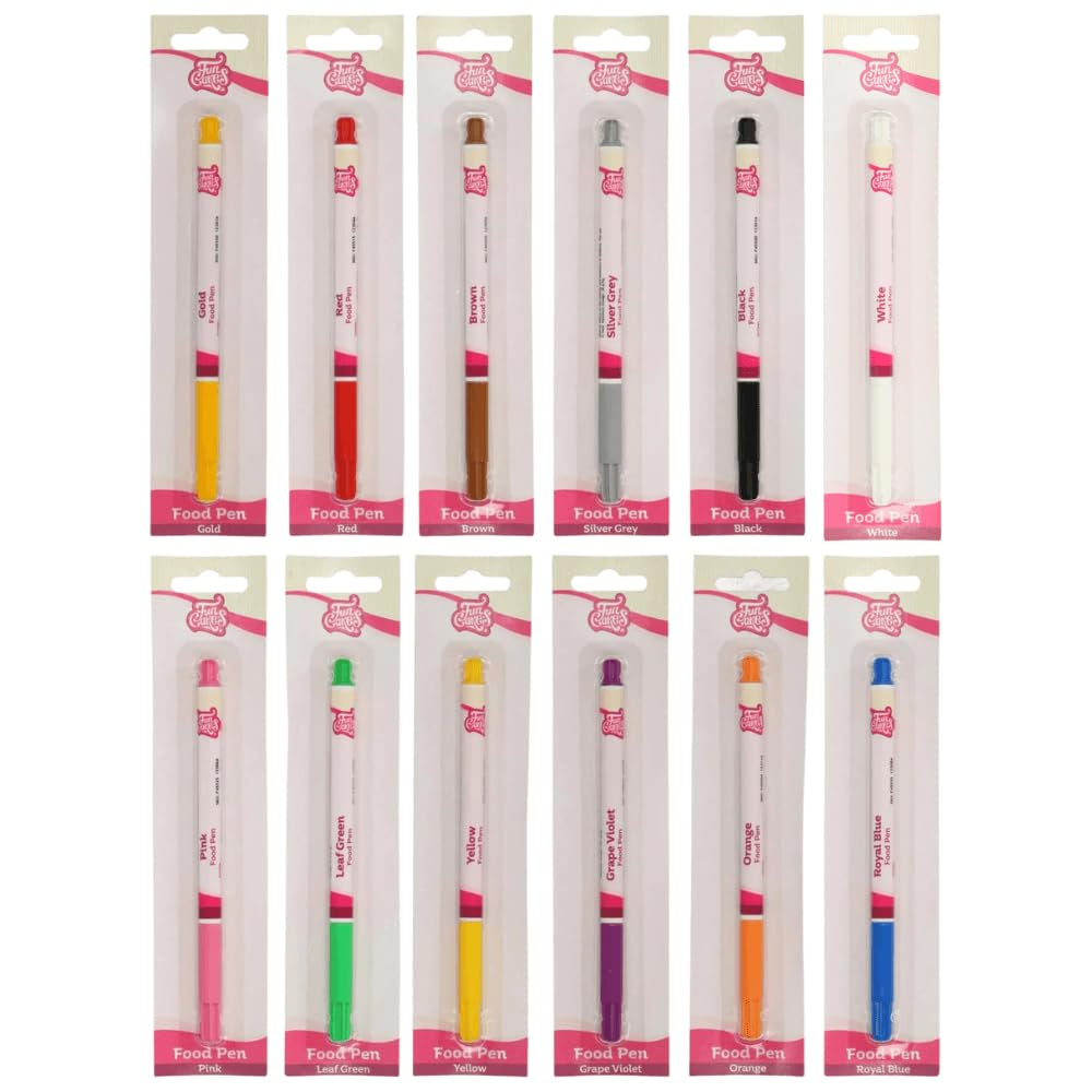 Pixuri colorante alimentare Funcakes, maro, cu vârf flexibil pentru linii groase și subțiri, pix comestibil pentru fursecuri, prăjituri, fondant și multe altele, ideal pentru personalizare, certificat Halal