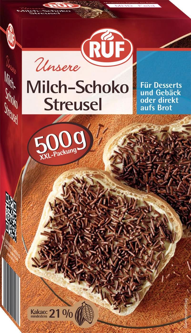 RUF Vermicelli Ciocolata cu lapte, 500 grame, fara gluten Sprinkles Naty Shop Cu Lapte Integral