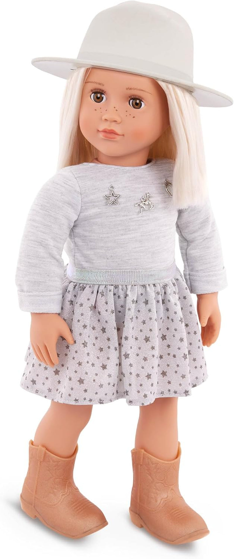 Our Generation - Dustin - 46 cm Junge Puppe - Lebensechte haselnussbraune Augen und gewelltes braunes Haar - Outfit im Western-Stil & Country-Hut - Spielzeug für Kinder ab 3 Jahren