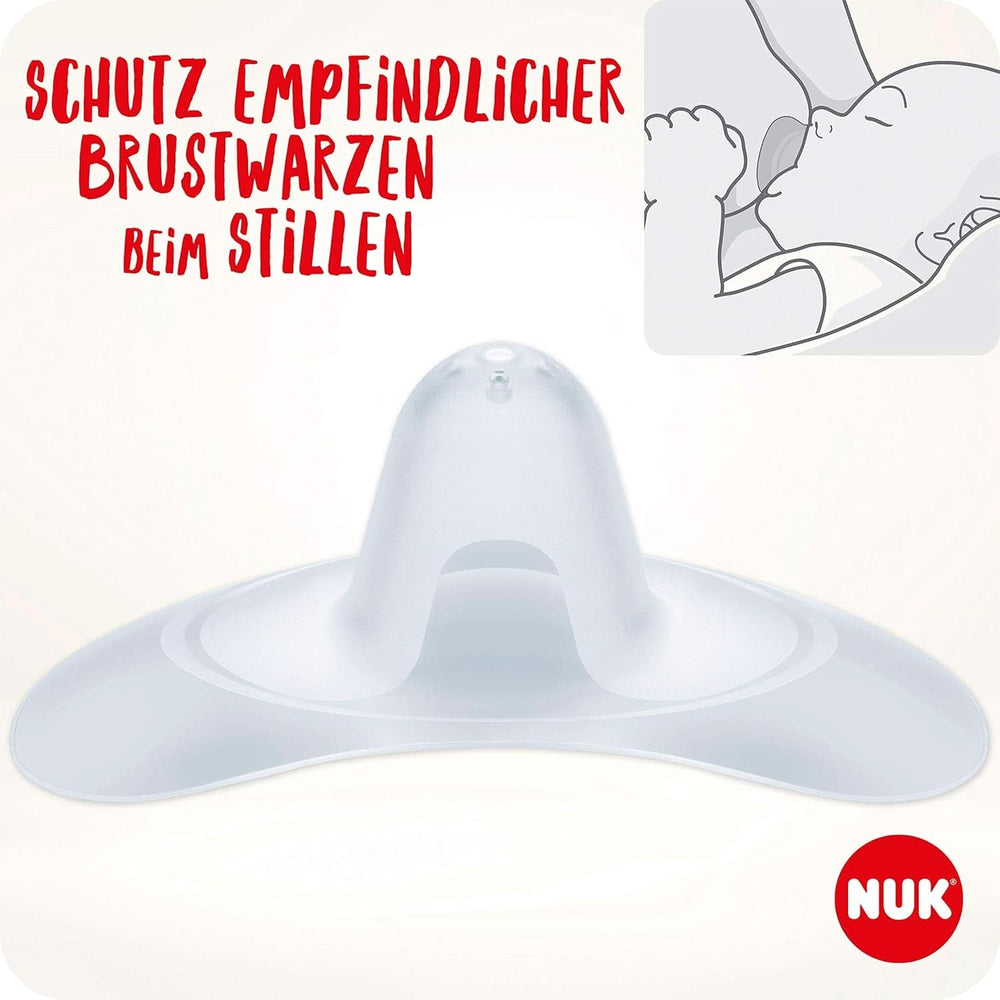NUK scuturi pentru mameloane | Protecții pentru mameloane pentru alăptare | Protejează împotriva durerilor de sfârc | Silicon subțire | Marimea S (16Mm) | 2 bucati Accesorii Hrana si Alaptare Bebe Naty Shop
