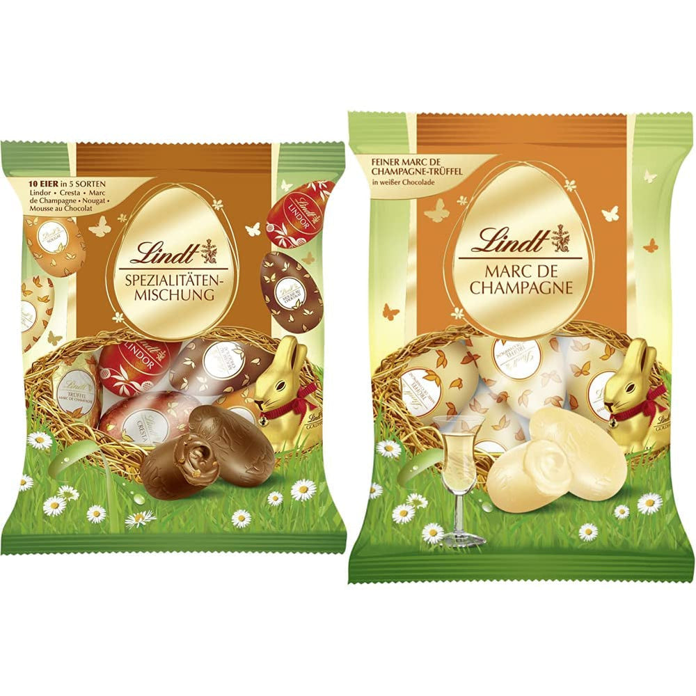 Mix special de ciocolată | 2 x 180 g | Ouă din lapte integral în cinci sortimente cu și fără alcool (Ouă Marc de Champagne și trufe de ciocolată | 3 x 90 g)