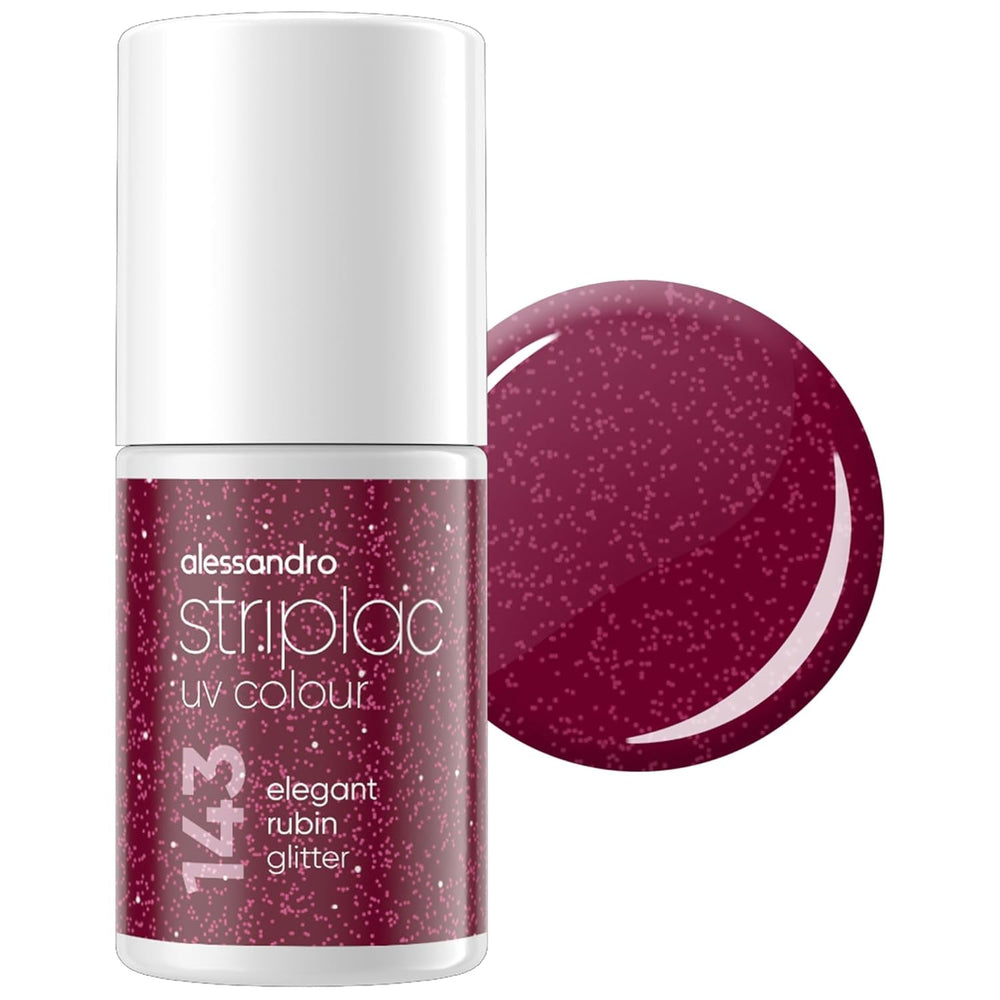 Oja UV alessandro Striplac Elegant Ruby – Delicată și de lungă durată – Îndepărtare ușoară datorită tehnologiei de îndepărtare peel-off – Vegană și cruelty-free – 8 ml