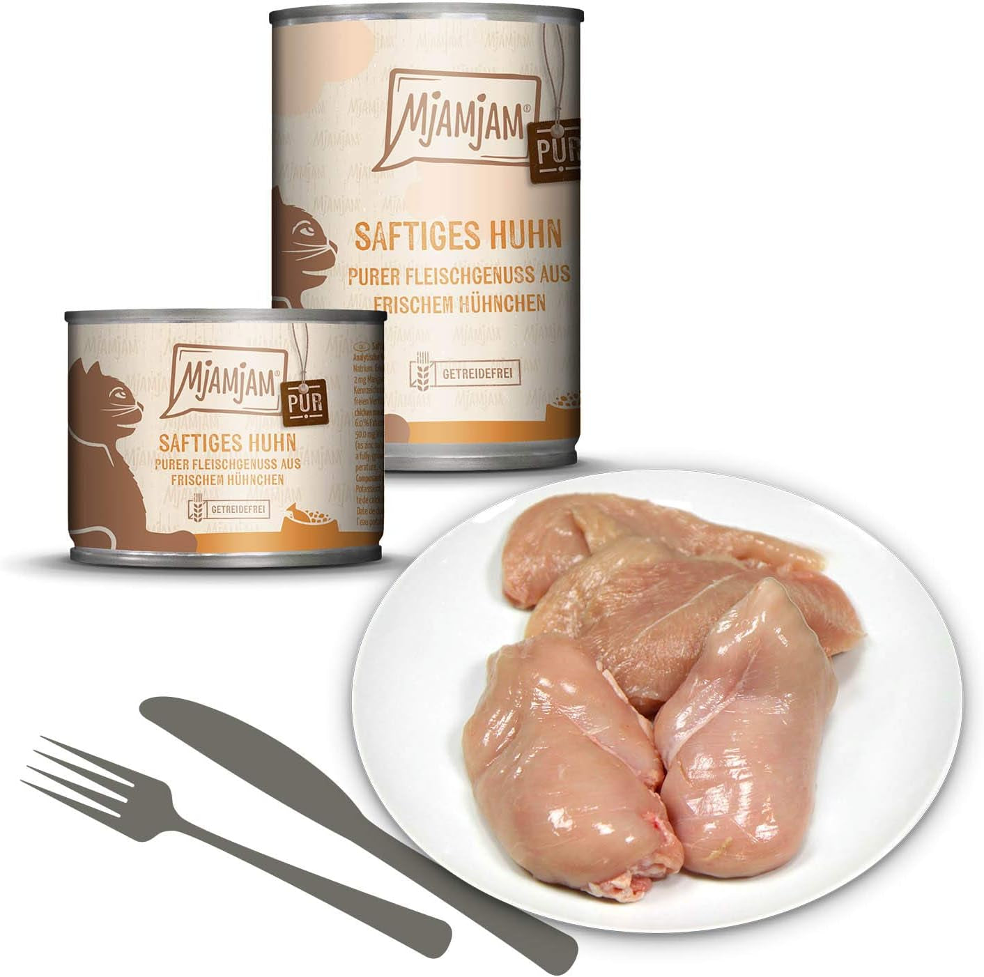 MjAMjAM - Hrană umedă premium pentru pisici - Pachet Mix V - Plăcere pură cu carne, pachet de 6 (6 x 400 g), fără cereale cu extra carne