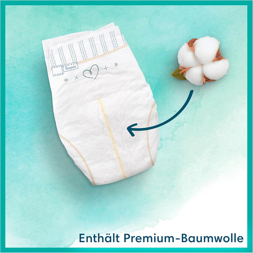 Scutece Pampers pentru bebeluși, mărimea 2 (4-8 kg), Harmony, cutie pentru jumătate de lună, protecție delicată a pielii și ingrediente pe bază de plante, 240 bucăți