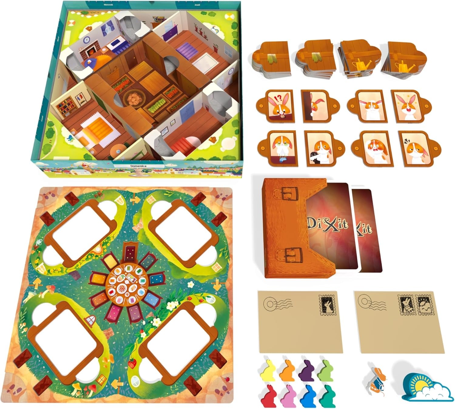 Asmodee Kids - Dixit Kids, joc de societate pentru imaginație și fantezie pentru copii și întreaga familie, cărți de joc ilustrate, 3-6 jucători, vârste 6+, 25 min, ediție italiană
