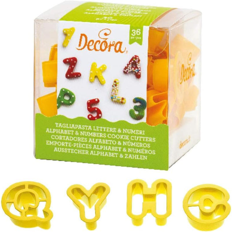 , 0255084 Kleines Buchstaben- und Zahlen-Ausstechformen-Set 2 X H 1,6, Das ideale Set zur Herstellung von Fondant- oder Gummidekorationen, Made in Italy, 36 Stück-Packung.