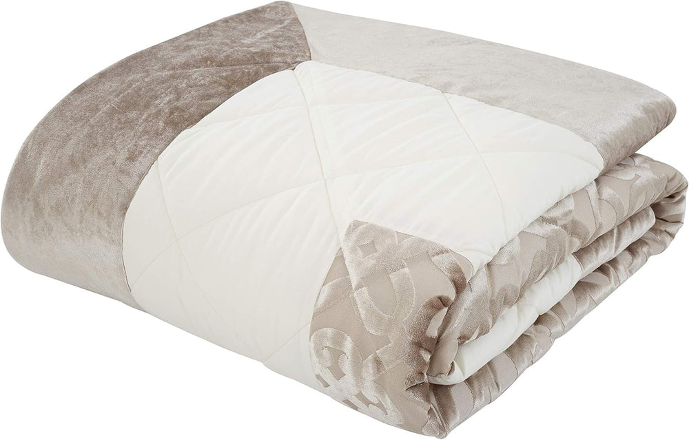 Catherine Lansfield Lattice Cut Velvet, Natural, cuvertură de pat - 220X230Cm Paturi si Cuverturi Catherine Lansfield