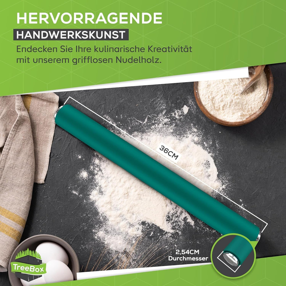 Sucitor - rolă de aluat din silicon și oțel inoxidabil - Sucitor modern fără mânere cu efect antiaderent, întinde fondant și aluat în cel mai scurt timp, ustensile de copt