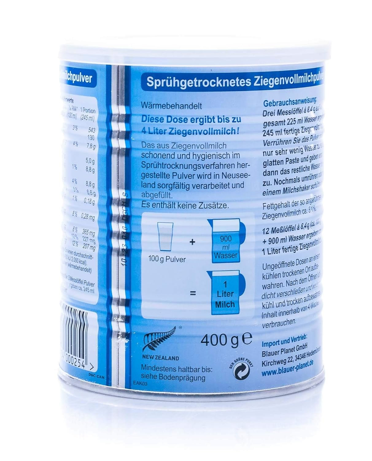 Ziegenmilch Pulver 400 g - 1 Stück
