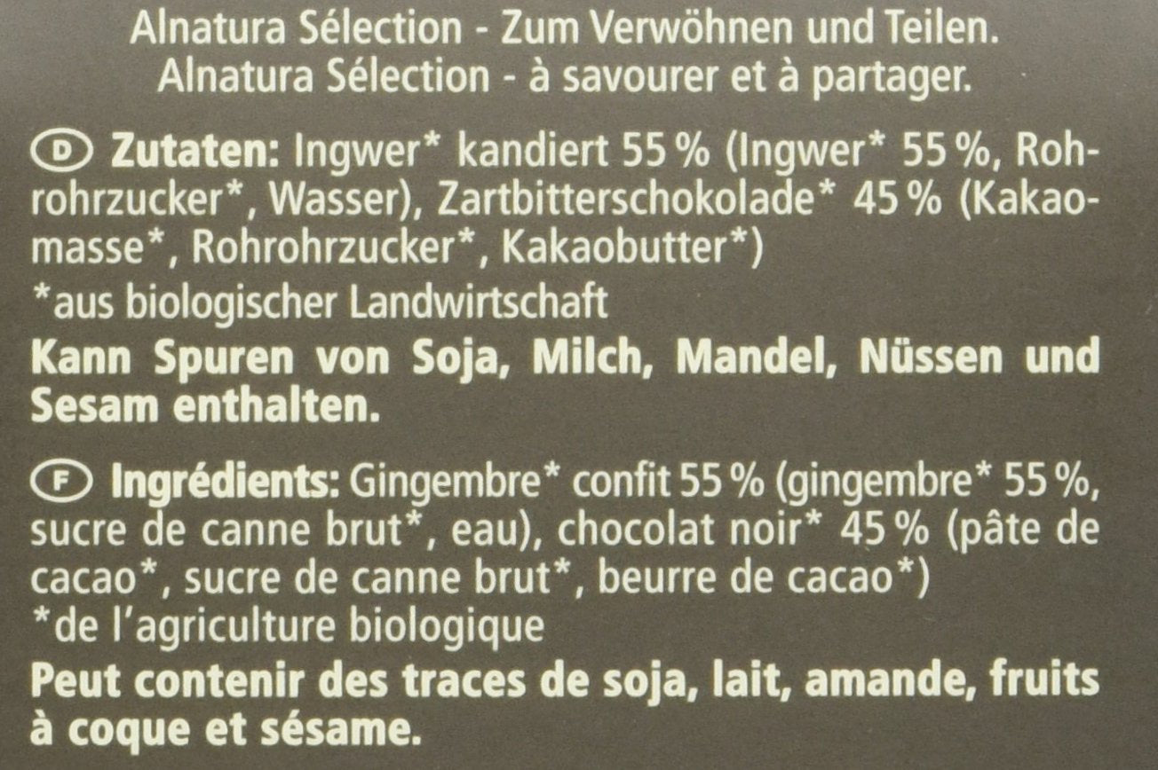 Batoane de ghimbir acoperite cu ciocolată organică Selection, 90g