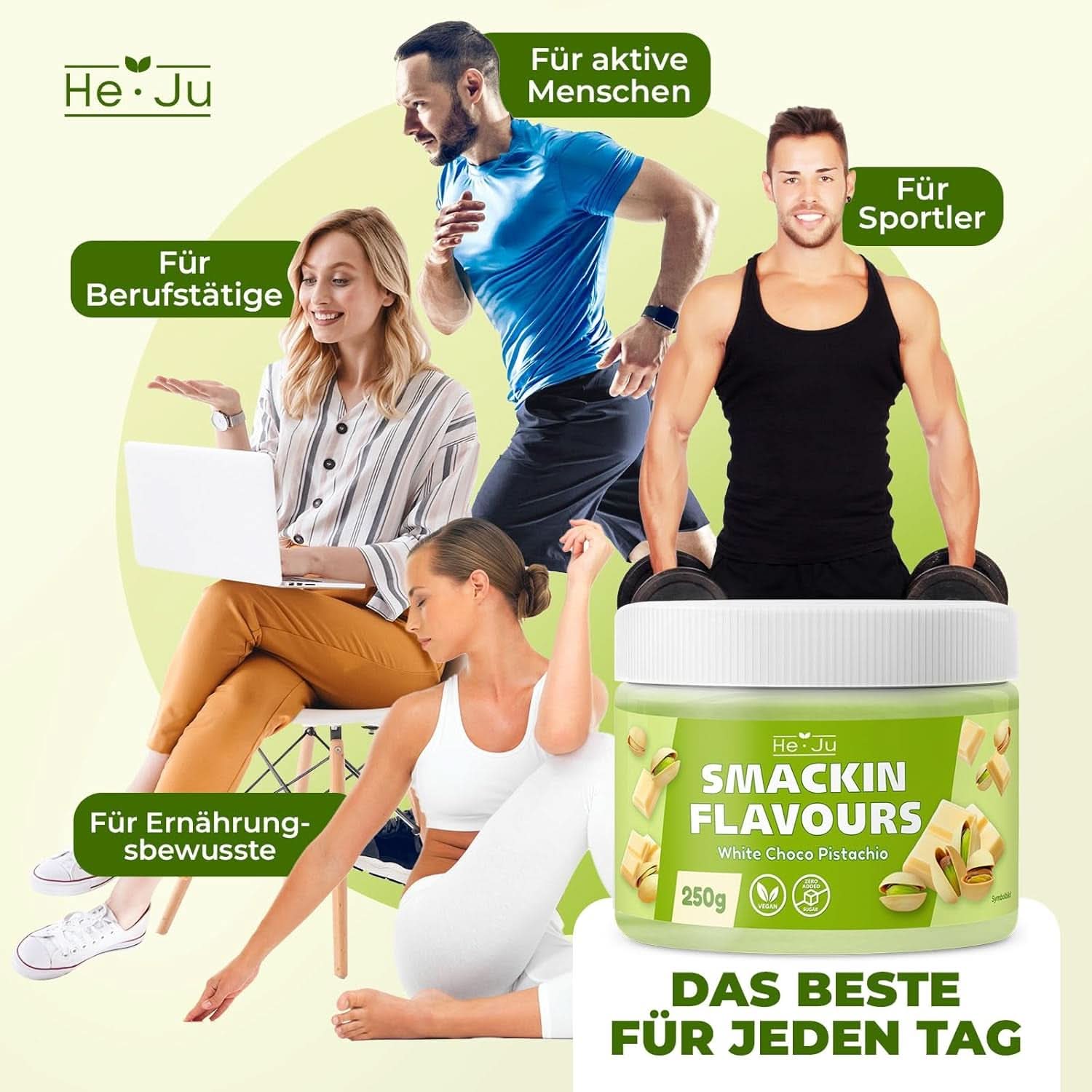 He-Ju, Pudră cu aromă de ciocolată albă și fistic, 250 grame Arome Naty Shop
