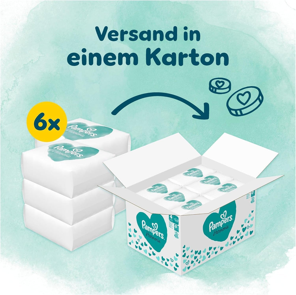 Scutece Pampers Harmony mărimea 4, 174 scutece, 9 kg-14 kg, protecție delicată a pielii cu protecție 100% Pampers