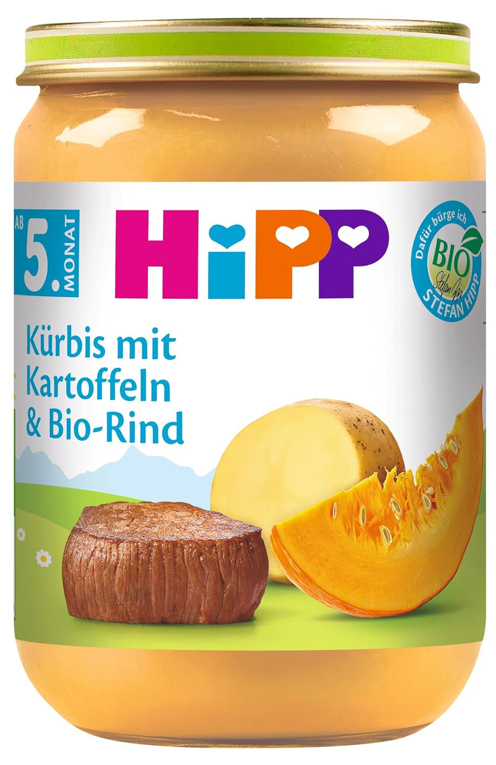 Dovleac HiPP cu cartofi și carne de vită organică, pachet de 6 (6 x 190 g)
