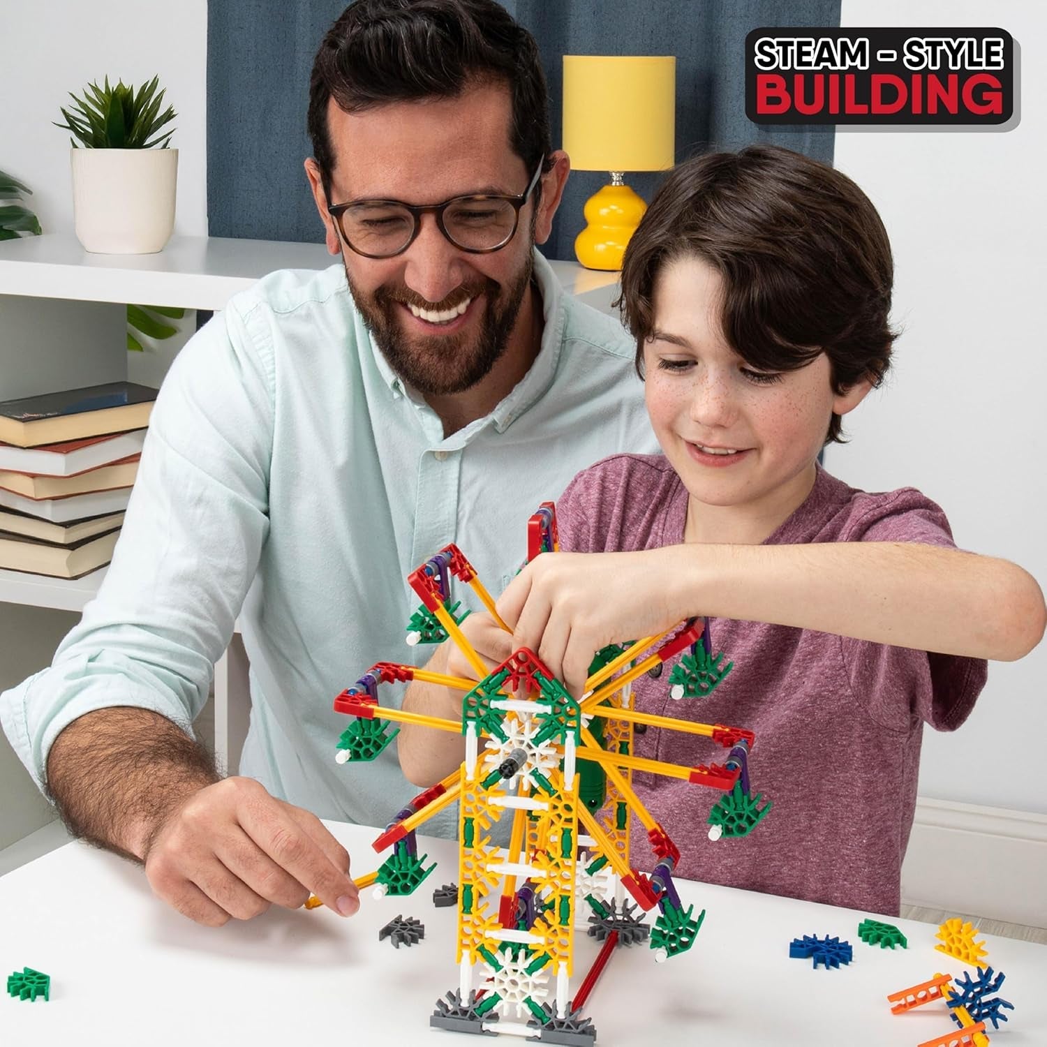 Basic Fun K'Nex Imagine Power and Play Motorisiertes Bauset, Lernspielzeug für Kinder, 529-teiliges STEM-Lernset, Ingenieurwesen für Kinder