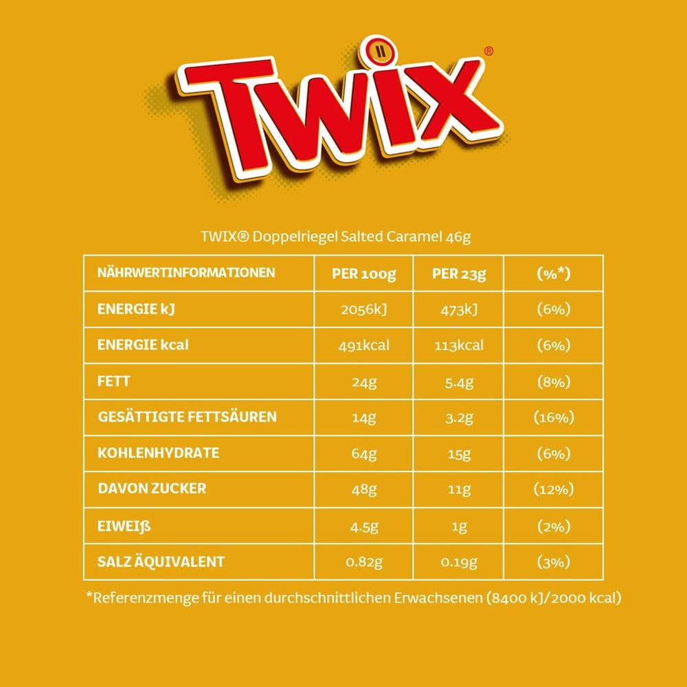 Batoane de ciocolată Twix cu caramel sărat | Pachet vrac de ciocolată | 30 de batoane duble (30 x 46g)
