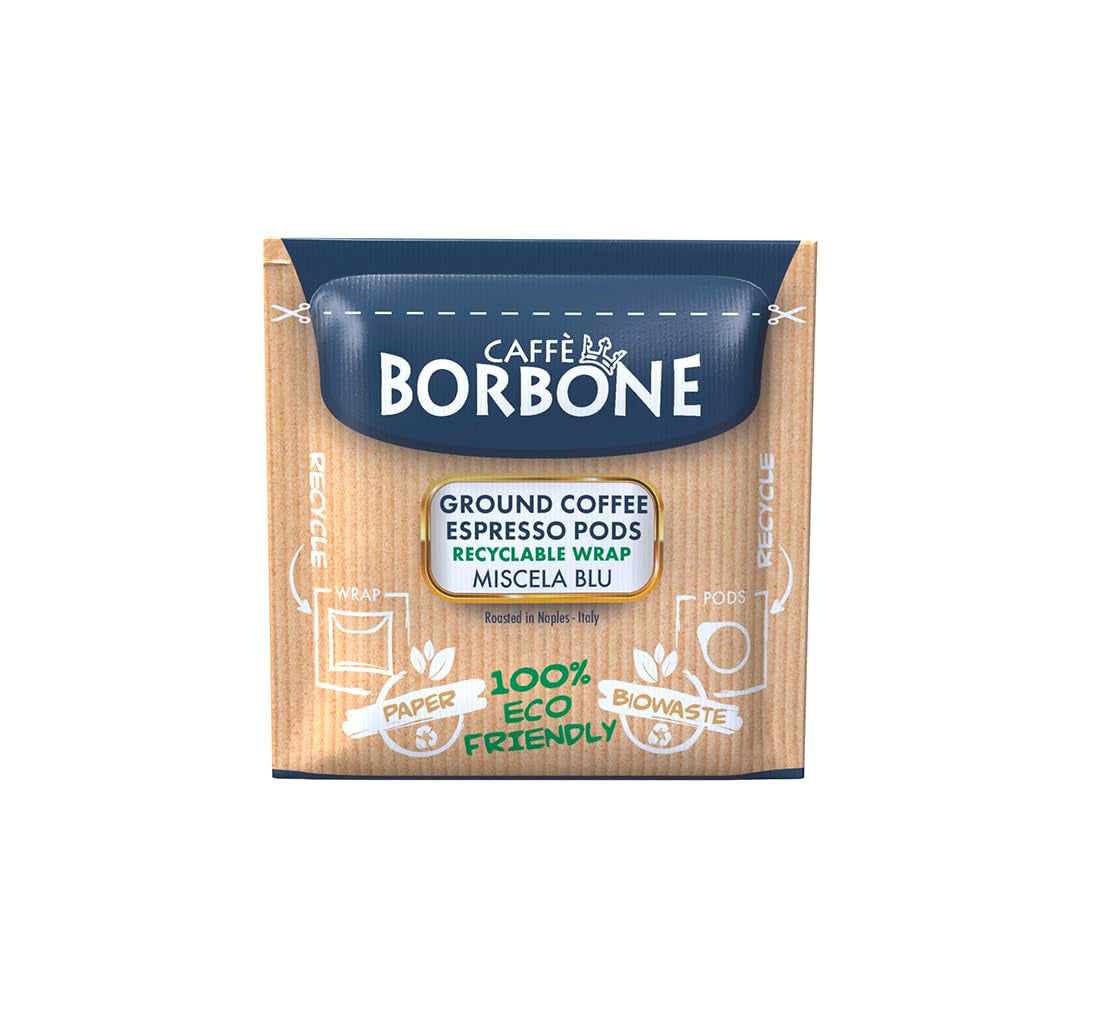 Caffè Borbone Kompostierbare Kaffeepads, Blaue Kaffeemischung - 50 Pads - Kompatibel mit ESE System Papier Pads 44 mm