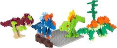 Plus-Plus 7266 Geniales Konstruktionsspielzeug, Dinosaurier-Mix, Bundle aus 4 verschiedenen Kreativ-Bausteine Tubes inkl. Bauplatte, 400 Teile, Mischfarben