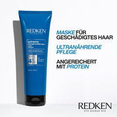 Redken Mască intensivă pentru păr pentru toate tipurile de păr deteriorat, repară și regenerează, anti-rupere, Mască Extreme Strength Builder Plus, 1 x 250 ml Masca de par Naty Shop