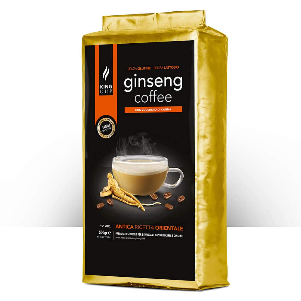 - 1 Verpackung mit 500 Gr Ginseng mit Brauner Rohrzucker-Löslichem Kaffeepulver zum Süßen, Ideal zum Hinzufügen zu Heißem Wasser, Glutenfrei, Laktosefrei und Gentechnikfrei