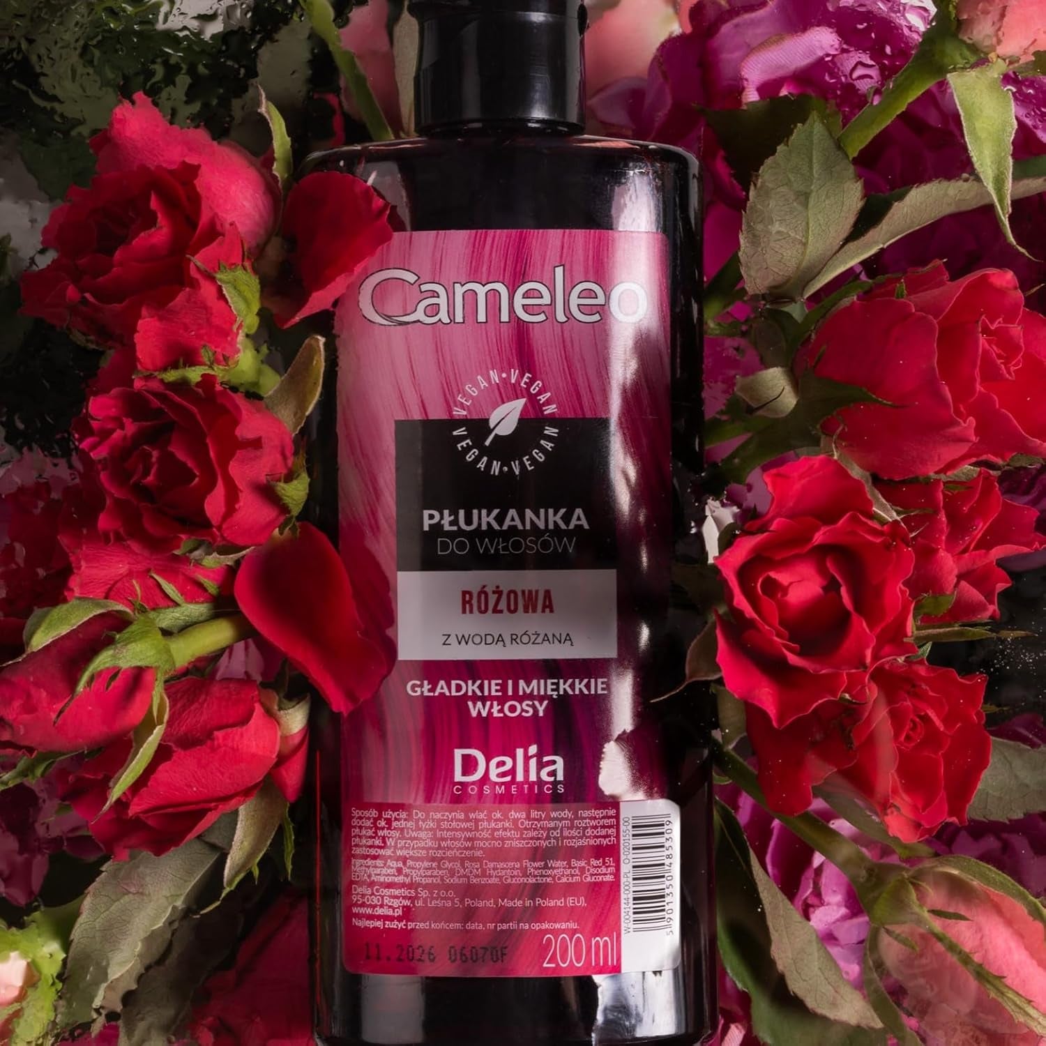 Cameleo - Tonic pentru păr roz cu apă de trandafiri, fără nuanță galbenă, culoare semipermanentă pentru păr - pentru păr blond și gri - culoare și îngrijire - fără parabeni | 200 ml Vopsea pentru par Naty Shop