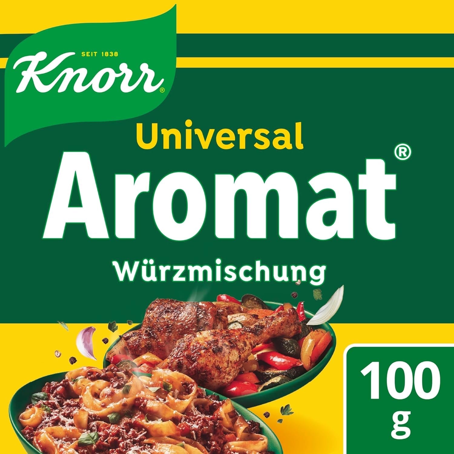 Knorr Würzmittel Nachfüllpackung Aromat Gewürzmischung zum Verfeinern von Speisen für schnelle Gerichte 100 g 1 Stück