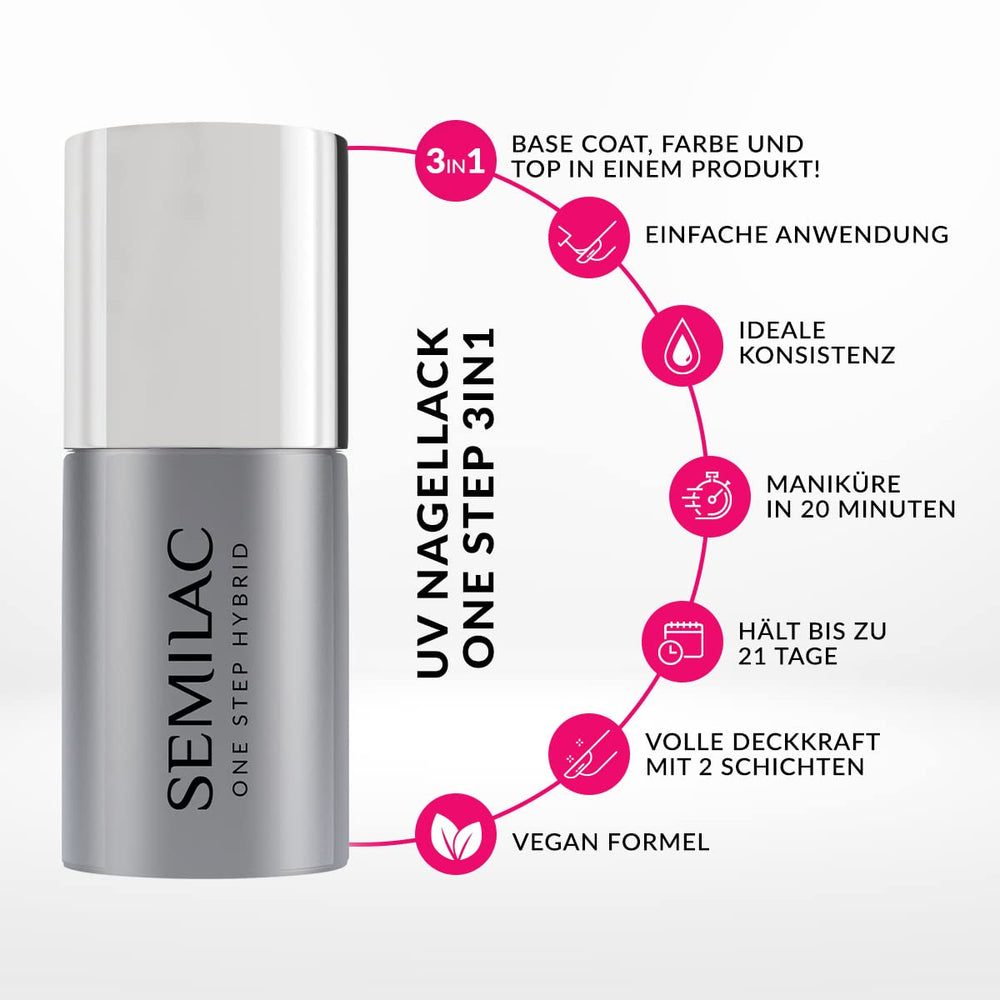 Oja UV Semilac One Step Hybrid 3 în 1 S450 Inner Warmth Peach 7 ml