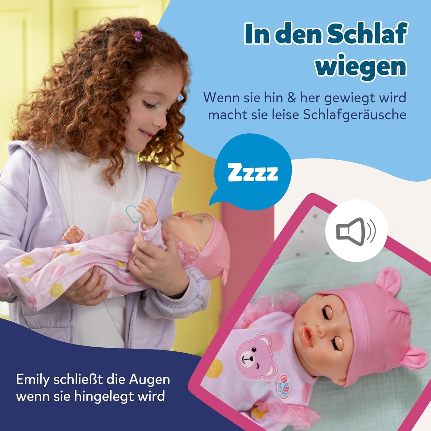 BABY Born Emily Lauf mit Mir - 43 cm Puppe mit elektronischen Funktionen - Krabbel- & Lauflernpuppe mit Soundfunktion - Inkl. rosa Strampler & Mütze - Geeignet für Kinder ab 3 Jahren