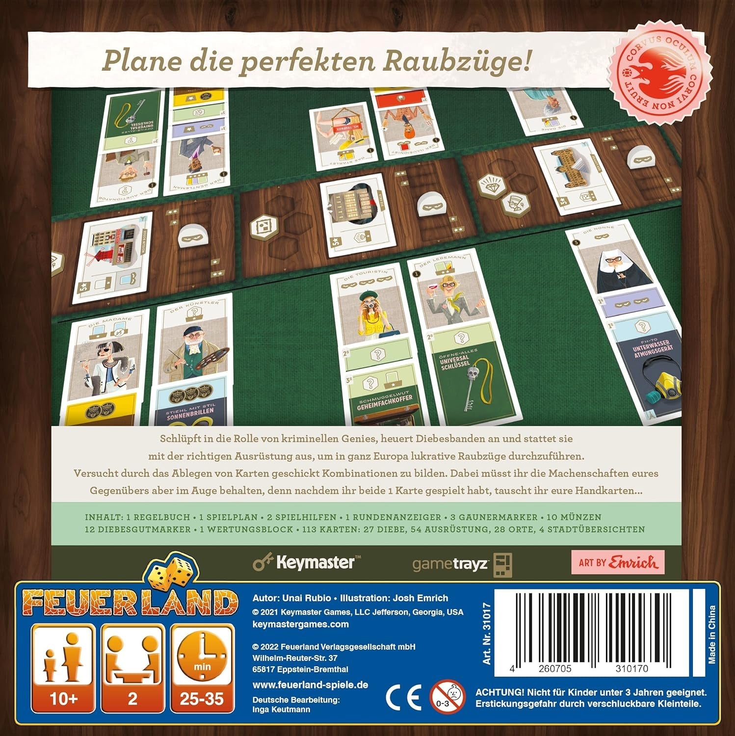 Jocuri Feuerland Spiele Caper Europe, 216 mm x 216 mm x 70 mm, Neutru/Clasic (Negru, Alb, Gri)