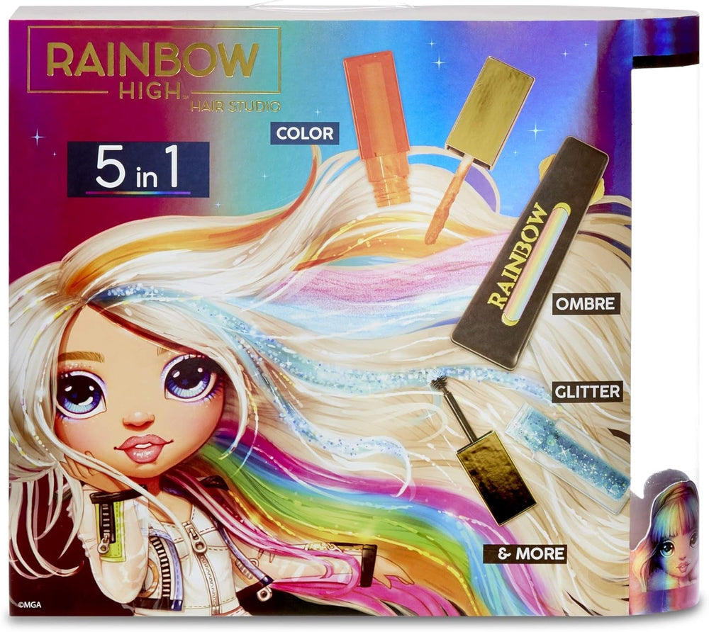 Rainbow High Haarstudio - Spielset mit exklusiver Amaya Raine Puppe mit langem Haar zum Stylen - inkl. auswaschbarer Haarkreide, Haarbürste, Accessoires - Geschenk für Kinder ab 6 Jahren