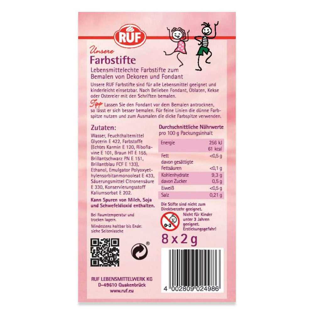Pixuri colorante alimentare RUF, set de 8 pixuri colorante alimentare sigure pentru pictat și scris pe fondant și altele asemenea, pixuri cu zahăr cu 2 vârfuri fiecare