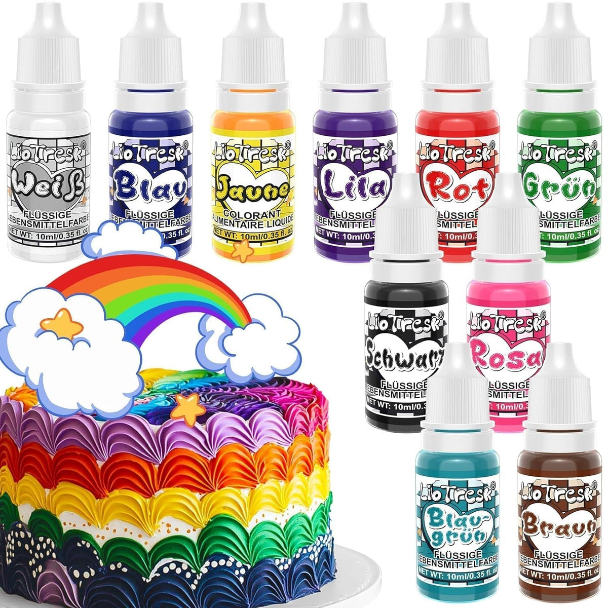 Set 10 coloranti alimentari, lichizi, 10 x 10 ml Naty Shop Default Title