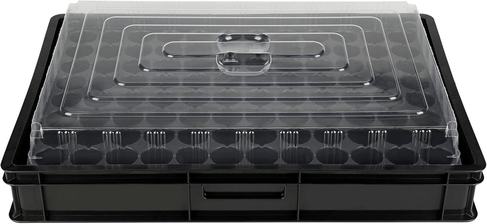 Sistem de propagare GW-285 format din tavă profesională pentru apă GW657, covoraș capilar asortat (absorbție de apă 3L pe mp) și tavă pentru ghivece cu 285 de ghivece (23x23mm, 54mm înălțime) în dimensiune Euro (600 x 400mm)