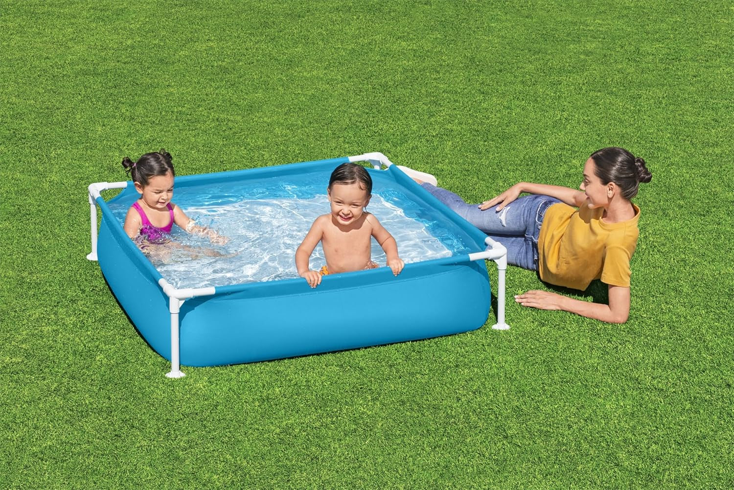 Piscină Bestway My First Frame 122 x 122 x 30,5 cm, albastră, dreptunghiulară