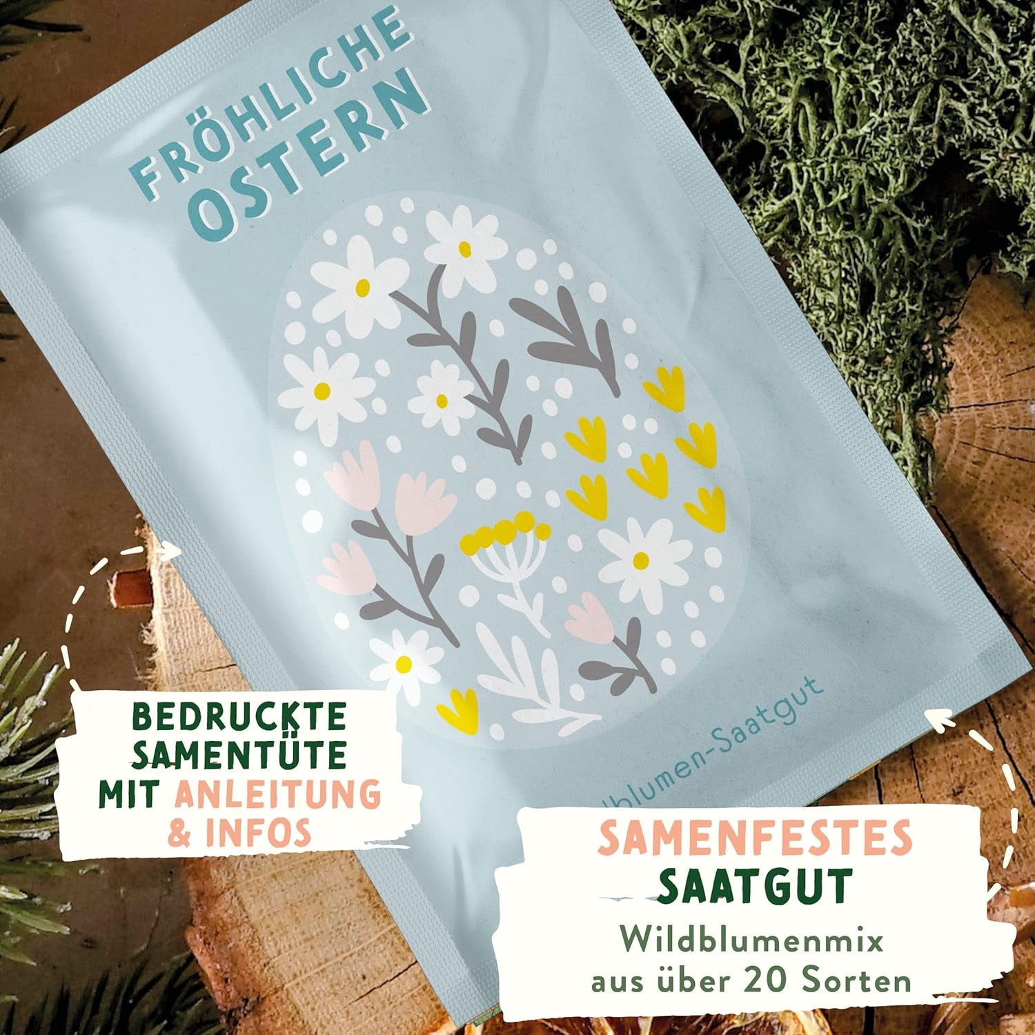 Semințe de pajiște cu flori sălbatice | Semințe de flori cadou de Paște, semințe de iarbă de Paște | Semințe de flori pentru Paște și cadouri de Paște pentru copii | Semințe de flori sălbatice | Pachete de semințe pentru o pajiște cu flori sălbatice