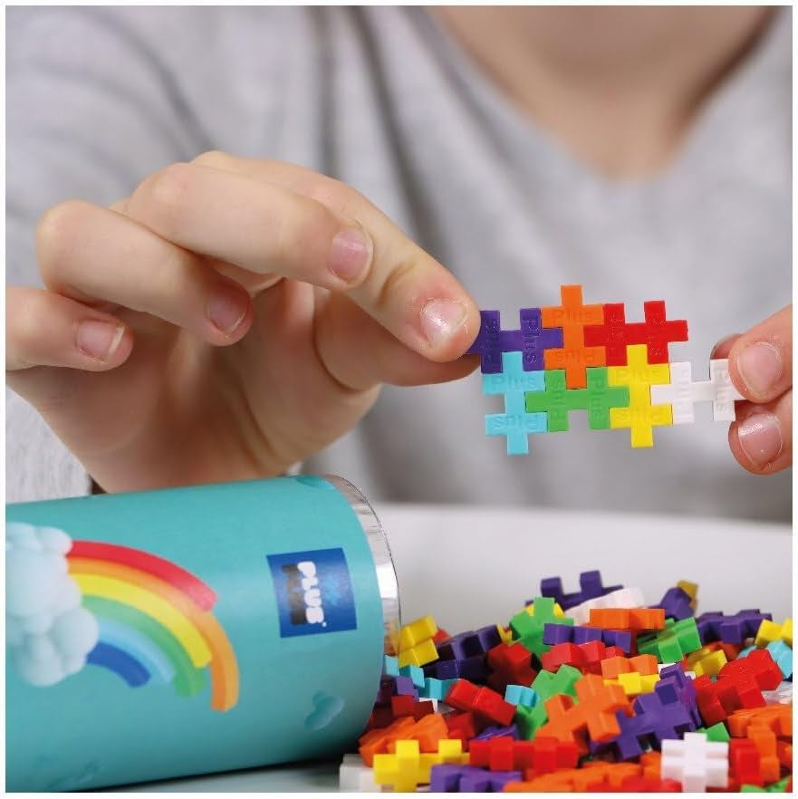 Plus-Plus 9604262 Geniales Konstruktionsspielzeug, Regenbogen, Kreativ-Bausteine Tube, 240 Teile