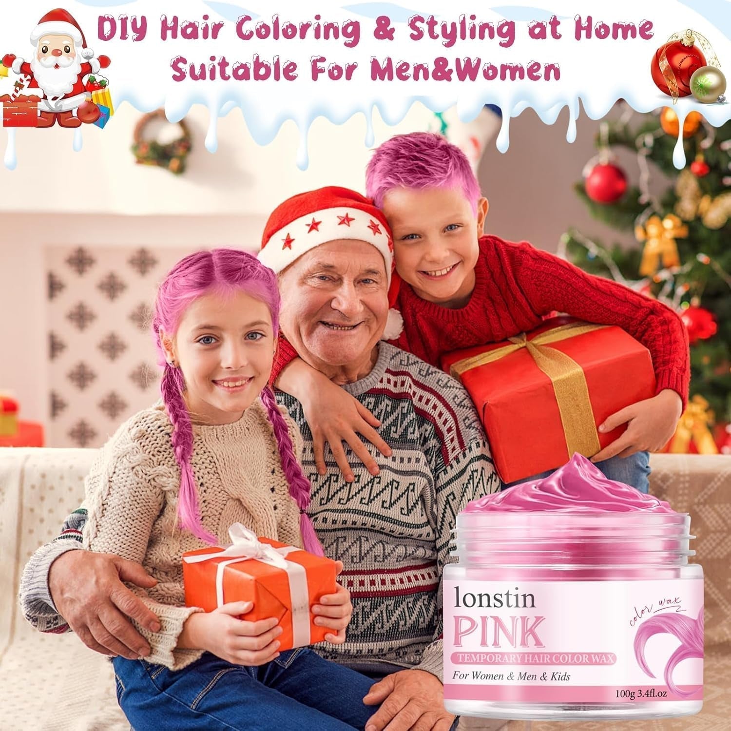 Vopsea de păr temporară roz lavabilă, ceară de păr temporară Culoare coafură naturală Pomade Vopsea de păr lavabilă pentru bărbați femei Party Cosplay Halloween Crăciun Vopsea pentru par Naty Shop