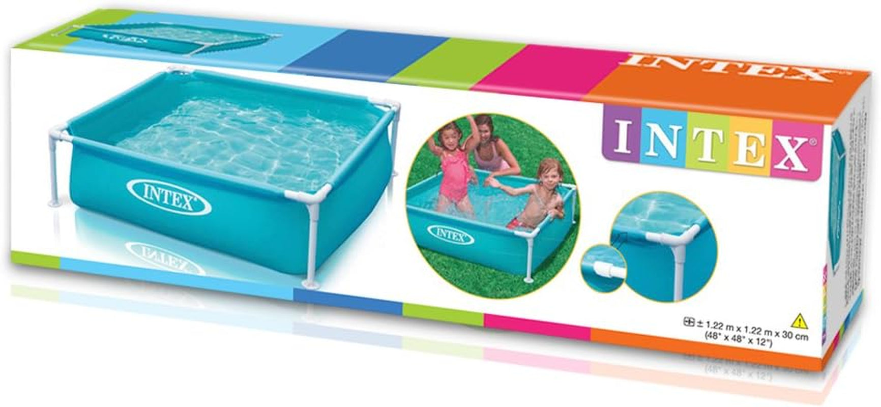 Piscină mini pentru copii, albastră, 122 x 122 x 30 cm și prelată Windhager, prelată pentru nisip de 4 m, prelată pentru nisip cu ochiuri metalice și șnur elastic, mică, 180 g/m² 1,4 x 1,4 m, verde, 07046