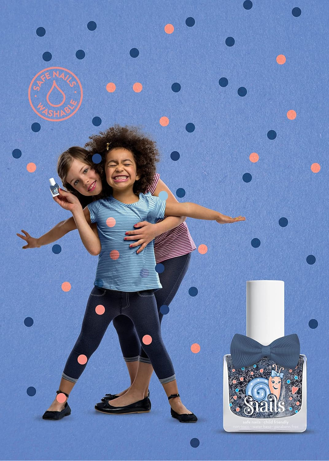 Oja pentru copii Snails 516202 Top Coat Confetti Blue, pe bază de apă, lavabilă, sigură, vegană