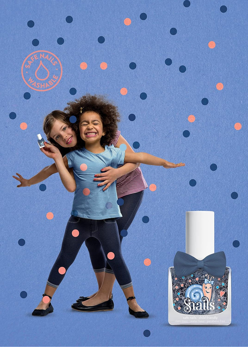 Oja pentru copii Snails 516202 Top Coat Confetti Blue, pe bază de apă, lavabilă, sigură, vegană